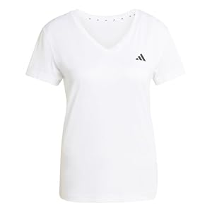 adidas Damen Workout Essentials V-Neck Shirt, White, L