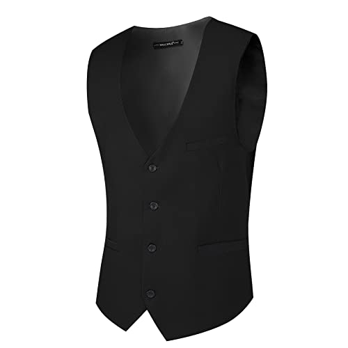 Mage Male Men's 3 Piece Suit Slim Fit Solid Shawl Lapel One Button Party Wedding Tuxedo Suits Blazer Jacket Vest Pants Set Black #TOP3