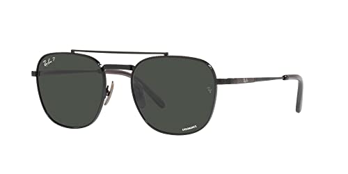 Ray-Ban RB8258 Frank II Titanium Aviator Sunglasses, Black/Polarized Dark Grey, 51 mm