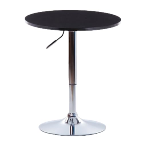 NIGOEバーテーブル カウンターテーブル 円形/四角形 昇降式 木製 高さ調節可能 シンプルデスク ダイニング 食卓 家庭用 カフェ用 業務用 高さ70-90cm 組立品 (40CM,ブラック - ラウンド)