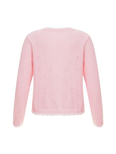 Aislor Kids Girls Flower Long Sleeve Knitted Cardigan Sweater Bolero Shrug Jacket Dress Cover Up Top Knitwear 2-14 Years2