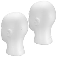 CIYODO 2pcs Foam Male Mannequin Head for Wig Styling and Hat Display Scale White Foam Model for Salon Retail Cosplay Lightweight and Portable Wig Display Head