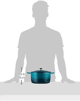 Crock-Pot Artisan 5-Quart Round Enameled Cast Iron Dutch Oven Teal Ombre, Durable Heavy-Duty Cookware for Slow Cooking, Roasting, Baking with Lid
