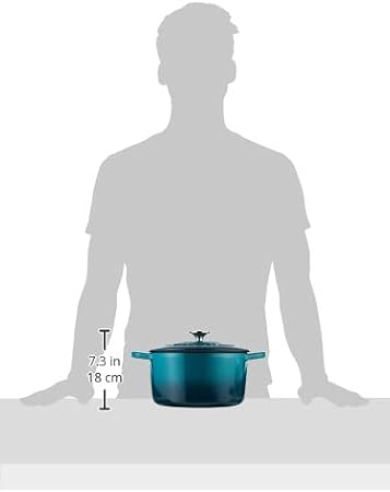 Crock-Pot Artisan 5-Quart Round Enameled Cast Iron Dutch Oven Teal Ombre, Durable Heavy-Duty Cookware for Slow Cooking, Roasting, Baking with Lid