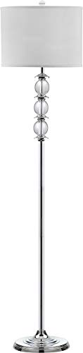 SAFAVIEH Lighting Collection Riga Clear Crystal/ Chrome 60-inch Living Room Bedroom Home Office Standing Floor Lamp (LED Bulb Included)