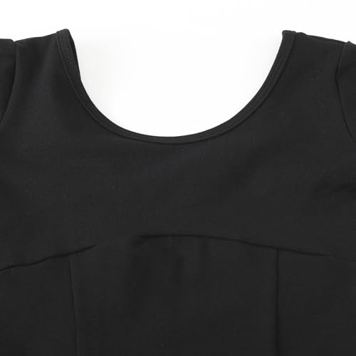 ZYXWVU Justaucorps Danse Fille à Manches Courtes - Confort et Élégance pour Gymnastique et Danse, 7014-noir, 12-14 ans – vue 4