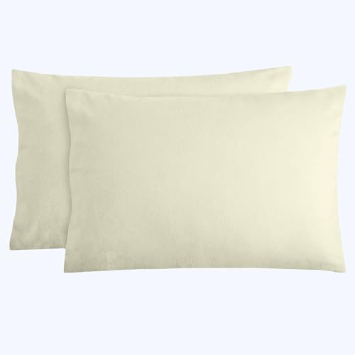 Cotton Comfort Bedding 100% Brushed Cotton Flannelette Pillowcase Pair, Soft Warm Winter Pillow Covers