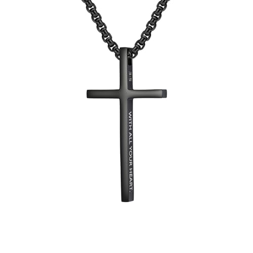 Collier croix avec tout ton cœur bijou inspirant homme acier chirurgical