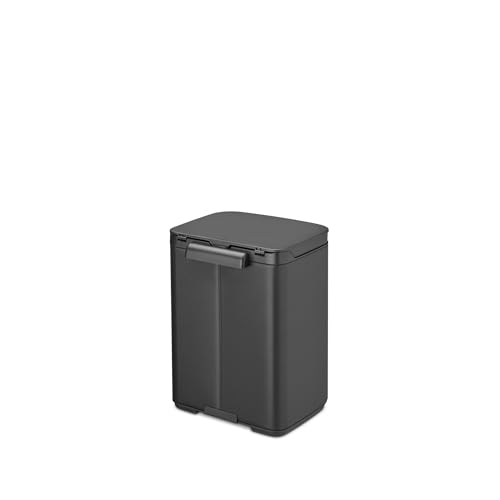 Brabantia Bo Mülleimer 4 l | Kompakter rechteckiger Mülleimer mit Softclose-Deckel, herausnehmbarer Inneneimer | Wandmontage oder frei stehend für Bad, Küche oder Büro | Mineral Infinite Grey