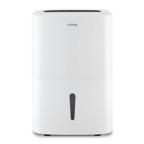 H.Koenig Déshumidificateur d'Air Portable DSH520, 20L/jour, Contrôle à Distance, Minuteur 24h, Pour Pièces de 25m², Résevoir 5L, Silencieux, 400W