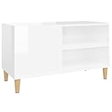vidaXL Mueble Discos Madera contrachapada Blanco Brillo 84,5x38x48 cm