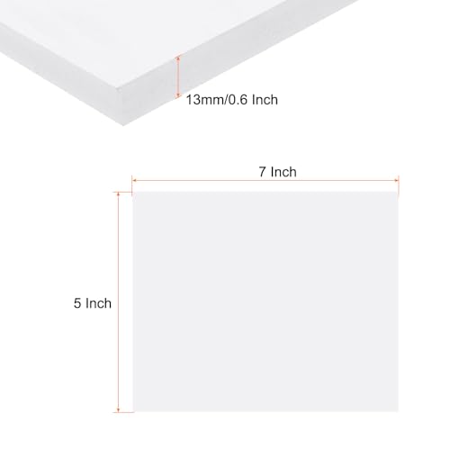 Image of Expanded PVC Plastic Sheet 1 /2 inch Thick, 5 inchx7 inch Lightweight Rigid Foam Sheet, [for Crafts Signage Displays Digital Screen Printing] - White / 1 Pcs