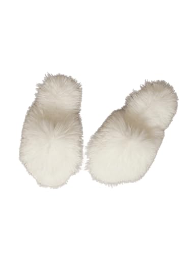 OYOANGLE Women's Plush Furry Open Toe Slippers Non Slip Bedroom Slipper Slip on House Shoes