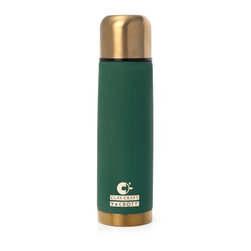 Image of CLAY CRAFT VACBOTT Terra Royal Double Walled|18 Hours Hot and 24 Hours Cold Vacuum Insulated|Thermosteel|Flask Bottle 500 ml|Steel Bottles for Travelling|BPA-Free|BIS Certified|1Year Limited Warranty
