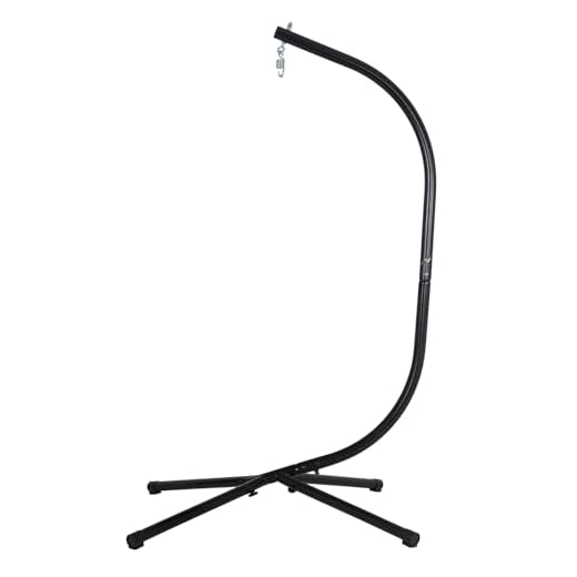 FDW Hammock Chair Stands Hanging Hammock Stands,C Stand Outdoor Solid Steel Heavy Duty Stand Only Construction for Hanging Hammock Air Porch Swing Chair Indoor