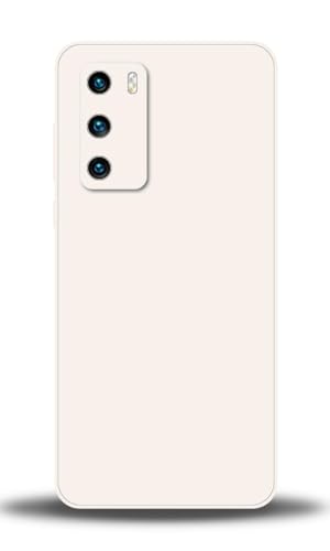 WUACYEAMING Compatible with Huawei P40 Case,with Camera Lens Protector Ultra Slim Liquid Silicone Cover Anti-Scratch Shockproof Case-White