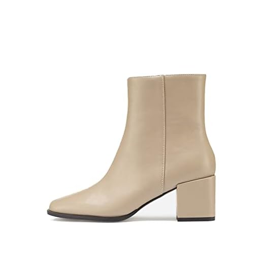 MARYPAZ, Botín tacón ancho cuadrado napa beige moda 37 EU