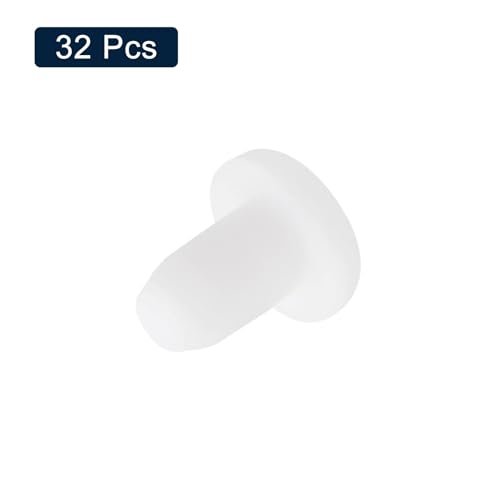 Image of uxcell 32 Pieces White Rubber Stopper, 3.8mm Plug Holes for 3.5mm /0.14 inch Hole
