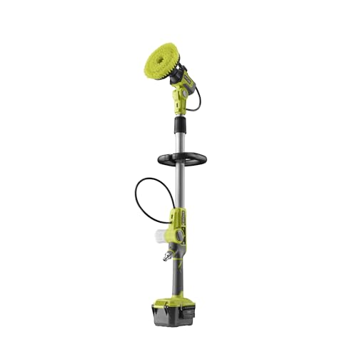 RYOBI Brosse Rotative télescopique sans Fil 18V One+ RWTS18-0 – Brosse Plate Large, Poignée...