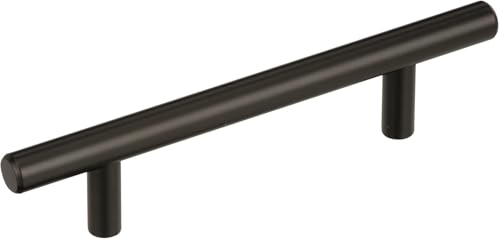 Image of Amerock 3-3 /4 inch Bar Pulls Black Bronze Drawer Pull | 3-3 /4 inch (96mm) Center-to-Center Mounting Distance and 6-1 /8 inches Overall Length, Durable Carbon Steel Cabinet Hardware