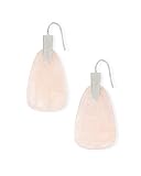 Kendra Scott Marty Drop Earrings for Women, Fashion Jewelry, Rhodium-Plated, Rose Quartz