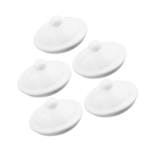 HINTRMENT Tapas de Esmalte Reutilizables para Tazas de Cerámica, Juego de 5 Piezas, Tamaño Pequeño (7.5 Cm Interior X 8.5 Cm Exterior), Funda de Color Claro para Taza de Té y Café,