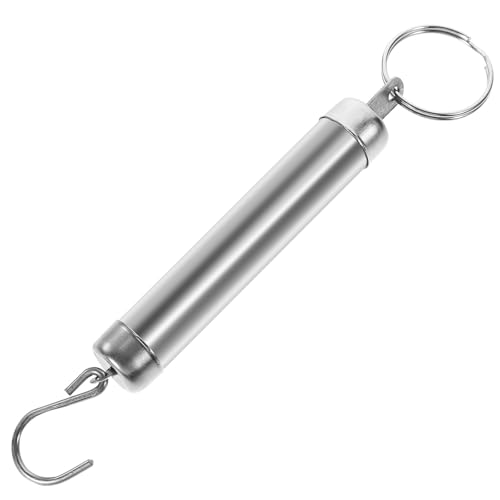 FRCOLOR Báscula Mecánica Colgante con Resorte 5 Kg Portátil de Acero Plateado Báscula de Mano para Cocina y Viaje Gancho Resistente para Pesaje Preciso