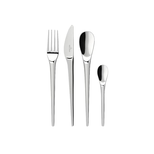 Villeroy & Boch - NewMoon Besteckset 24-teilig Platin Spülmaschinenfest Besteck Set für 6 Personen Silber Besteckset Besteck Edelstahl