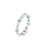Tolldek Anillos de pareja de oro blanco Au 375/585/750, anillos de amistad clásicos con turquesa, azul, oro auténtico, alianzas con moissanite 9K/14K/18K, oro blanco, talla 47-65, Oro blanco 585 de 14