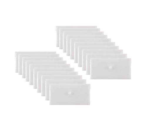YESSART Envelopes de plástico transparente de 9 cm x 19 cm com fecho de pressão para lápis e pastas