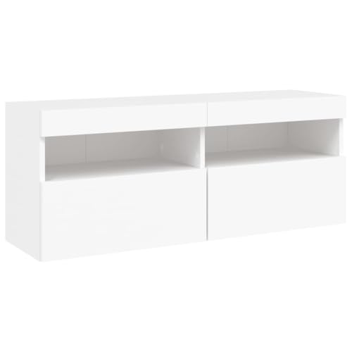 vidaXL Mueble de TV de Pared con Luces LED Blanco 100x30x40 cm