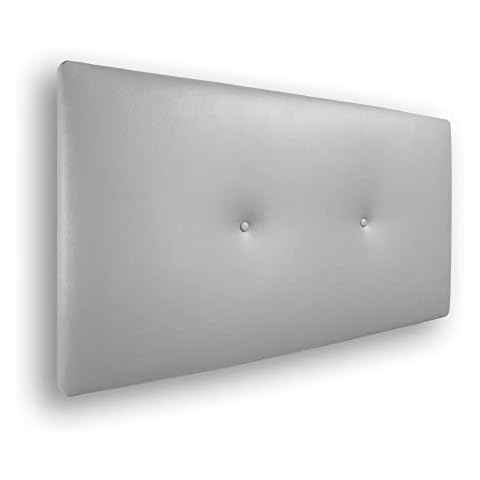 Silcar Home - Cabecero de Cama Tapizado en Polipiel con Hilera de Botones Silvi Blanco 90 cm Acolchado Cabezal Original thumbnail