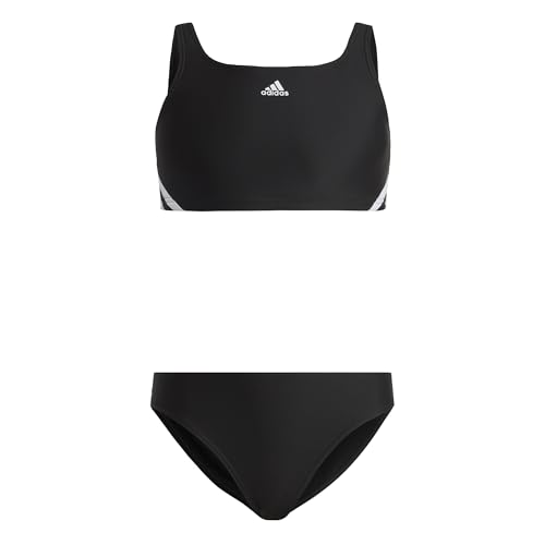 adidas 3-Stripes Bikini Bañador, Niñas, Multicolor (Black / White), 7-8 Years