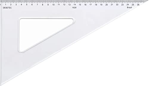 Esquadro Escaleno 60° de 28 cm com Escala, Trident, 1628, Acrílico Cristal, Incolor