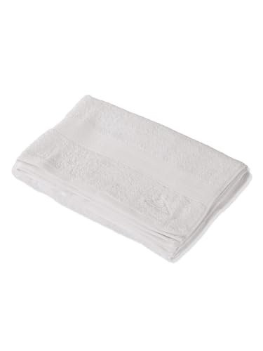 Image of Monte Carlo Essential 100% Cotton Bath Towel | 400 GSM Lightweight & Quick Dry | Soft Absorbent Large Towel 75x150 cm | Skin Friendly Daily Use Bathroom Towel for Men & Women (Jasper) | White