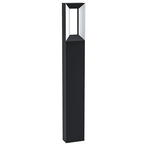 Eglo Lampe sur pied LED Riforano, lampadaire extérieur en fonte d’aluminium noir et plastique blanche, éclairage à 2 flammes, IP44