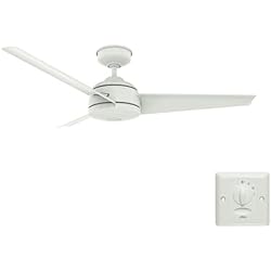 Ventilador Dante Hunter Hunter Fan, Ventilador de Techo con Control de pared para Interiores y Exteriores, Trimaran, 3 Aspas, Color Blanco, 132 cm, Ideal para Verano e Invierno, Modelo 50942