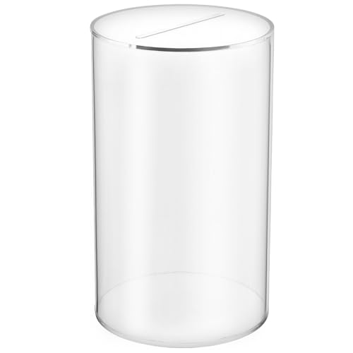 Alcancía de acrílico transparente cilíndrica con superficie lisa para ahorrar en casa 2