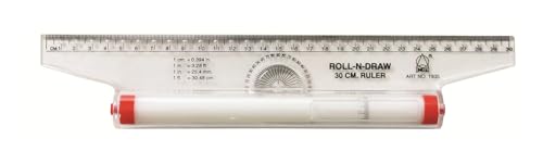 Image of JEFFY Roll-n-draw Ruler Scale 30 cm, Multi-use tool ideal for drawing vertical lines, horizontal lines, parallel lines, angles and circle