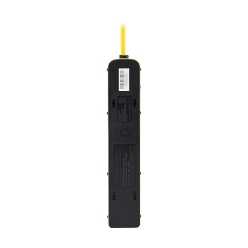 Regleta de alimentación industrial TRIPP LITE serie TLM704SA, 7 enchufes, protección contra sobretensiones de 450 julios, cable de 4 pies, carcasa metálica amarilla miniatura 5
