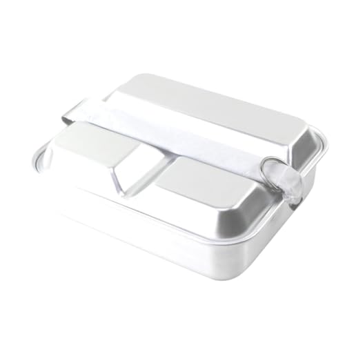 MAGICLULU 1 Caja Utensilios De Cocina Para Exteriores Calentador Estaño Sartenes Contenedores De Preparación De Alimentos Contenedores De Viaje a Prueba De Fugas Silver Acero Inoxidable 202