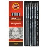 Koh-I-Noor 8915 PROGRESSO - Juego de grafito/acuarela, lápices completos sin madera - juego de 2 (cada uno de 6 piezas incluye 1 lápiz soluble en agua)