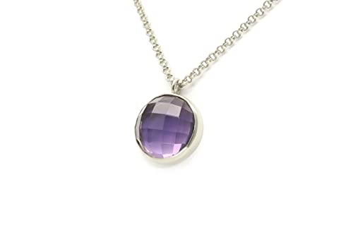 Pendentif améthyste argent 925 rond pour femme discret