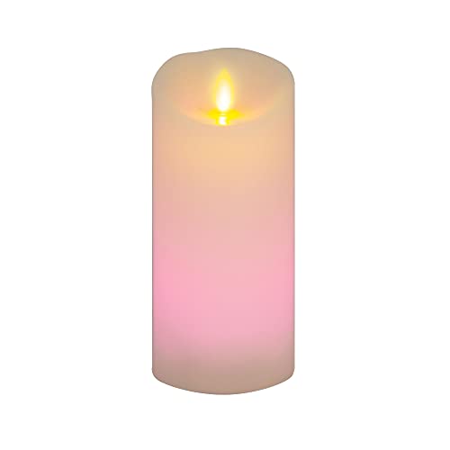 Image of Luminara Flameless Color Changing LED Candle 3 inch x 6.5 inch, Real Wax Moving Flame, Battery Operated w / 18 Button Remote, Unscented Safe