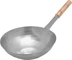 Gum-Tea Chinese Wok with Handle | Stainless Steel Chinese Kadai for Noodles | Fried Rice Kadai with Handle Big Size Stainless Steel Welded Joint Wok, (16 inch)