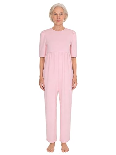Body de soin pour femme Alzheimer à manches courtes rose L avec zip