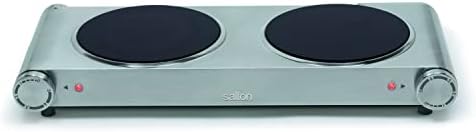 Plaque Camping 2100W Plaque De Cuisson Double CUSIMAX 2100W | Chauffage Infrarouge | Inox | Thermostat Réglable | Camping Cuisinière Infrarouge Portable