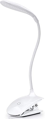 LED 阅读灯 - 带 USB 电缆的可充电夹式台灯,3 种亮度级别可供选择 - 白色