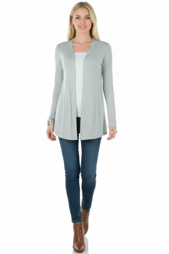 Image of ToBeInStyle Womens Open Front Long Sleeve Lightweight Asymmetrical Draped Cardigan with Side Pockets