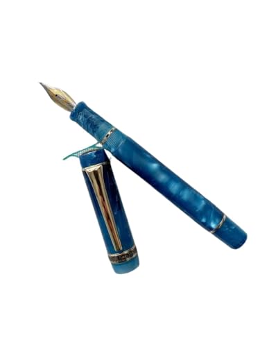 Stylo-plume bleu océan en acrylique motif marbre pour écriture de bureau